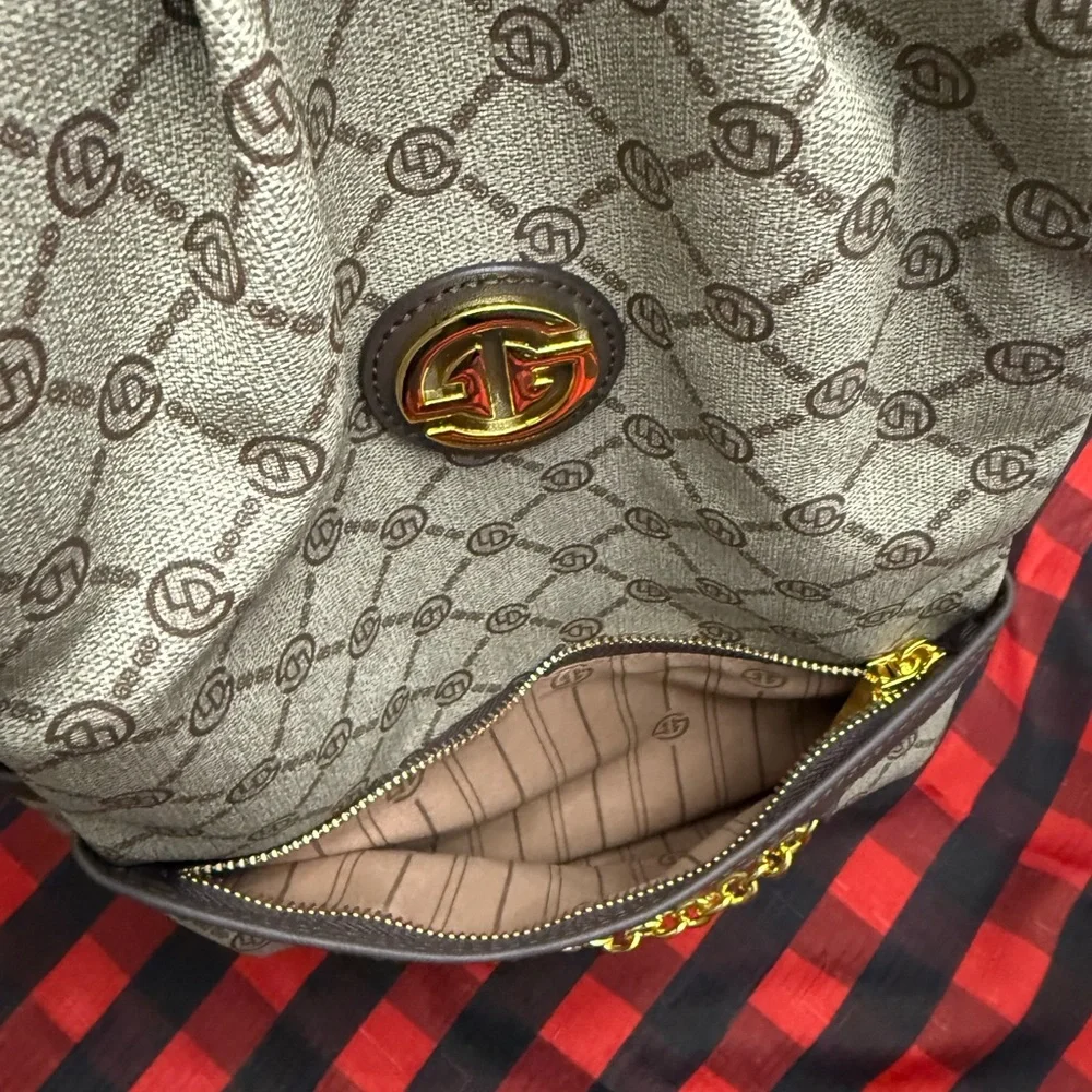 Gelandi Beige and Brown Book bag/Back Pack
